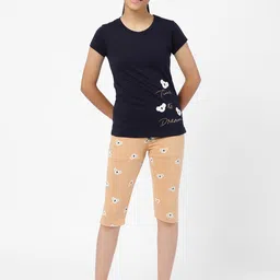 Sweet Dreams Girls Navy Blue & Orange Night suit-image-6