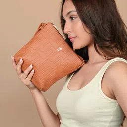 Baggit Structured Sling Bag with Stitch Detail-image-46