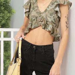 DressBerry Indie Vibes Printed Ruffled Crop Top-picture-19