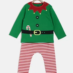 MINI KLUB Girls Green & Red Printed Clothing Set-image-45