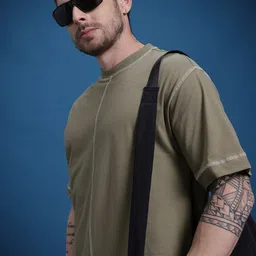 The Roadster Life Co. Inverted Stitches Pure Cotton Drop-Sleeves Relaxed Fit T-shirt-picture-35