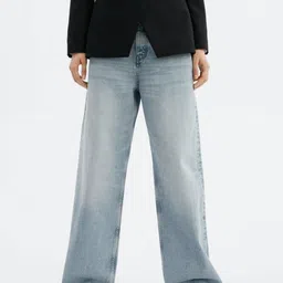 MANGO Women Wide Leg Heavy Fade Pure Cotton Jeans-image-25