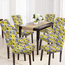 Cortina Yellow & Grey Printed Chair Covers Set Of 6-image-29