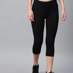 Reebok Women Black Solid Workout Ready PP 3/4th Length Training Tights-picture-30