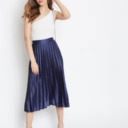 Uptownie Lite Women Satin Pleated Midi Skirt-picture-22