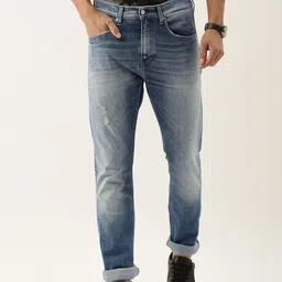 Calvin Klein Jeans Men Blue Modern Tapered Fit Mid-Rise Low Distress Stretchable Jeans-image-36