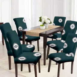 Cortina Set Of 6 Green & White Printed Chair Covers-picture-31