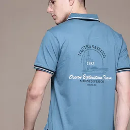 Nautica Pure Cotton Typography Print Polo Collar T-shirt-picture-57