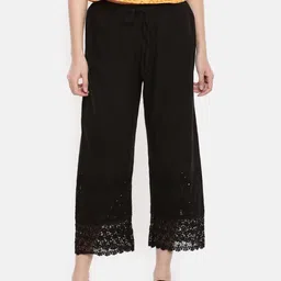 Melange by Lifestyle Women Black Straight Self Design Palazzos-picture-34