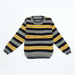 FABNEST Unisex Kids Yellow & Grey Striped Acrylic Pullover sweater-picture-10