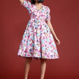 all about you Floral Print Pure Cotton A-Line Dress-picture-20