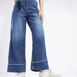 glitchez Women Flex Worthy Wide Leg Heavy Fade Jeans-image-80