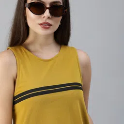 The Roadster Lifestyle Co Women Mustard Yellow  Black Striped Blouson Top-image-33