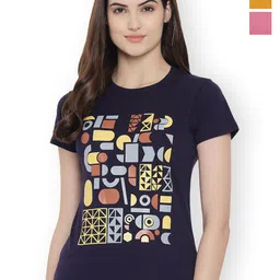 Fabflee Women Multicoloured 3 Printed T-shirt-image-72