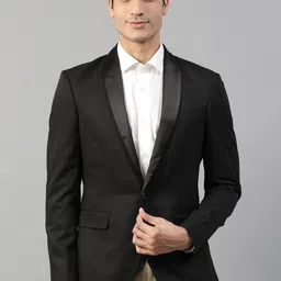 HARSAM Men Black Solid Single-Breasted Formal Blazer-picture-32