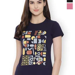 Fabflee Women Multicoloured 3 Printed T-shirt-image-1