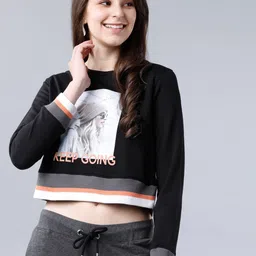 Tokyo Talkies Women Black Printed Sweatshirt-image-68