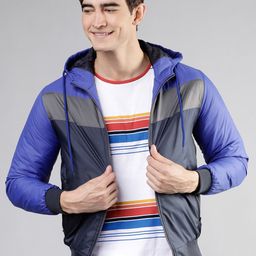LOCOMOTIVE Men Blue Colourblocked Tailored  Jacket-picture-38