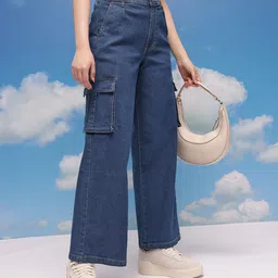 CORSICA Women Wide Leg Mid-Rise Stretchable Cargo Jeans-picture-31