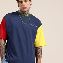 HERE&NOW Relaxed Fit Colourblocked Pure Cotton T-shirt-picture-42