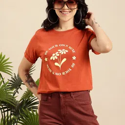 Mast & Harbour Typography Printed Pure Cotton Bio Finish T-shirt-picture-25