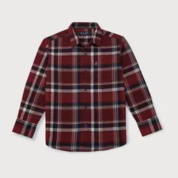 Gini and Jony Boys Red Tartan Checks Casual Shirt-image-15