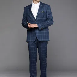 Theme Men Blue Checked Regular Fit 2 Piece Suit-picture-22