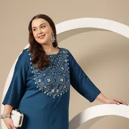 Sztori Plus Size Geometric Printed Kurta-image-69