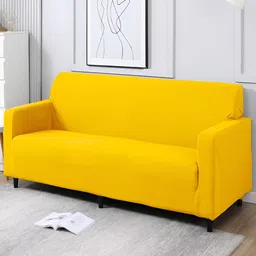 HOKIPO Yellow 4 Seater Sofa Cover With Arms-picture-25