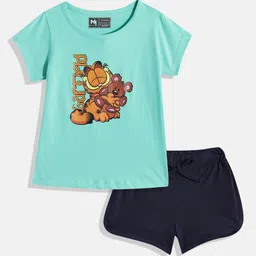 YK X Minute Mirth Girls Printed Pure Cotton Tshirt with Shorts-image-90