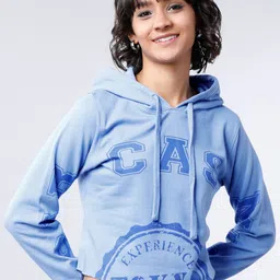 Tokyo Talkies Women Blue Printed Hooded Sweatshirt-image-56
