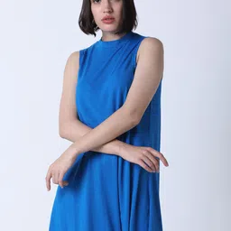Huetrap Women Blue Solid T-shirt Dress-image-20