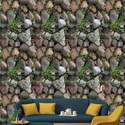Jaamso Royals Grey & Green Brick Stone Wallpaper-picture-22