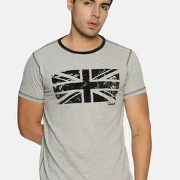 Steenbok Men Grey Melange Printed Round Neck Pure Cotton T-shirt-picture-30