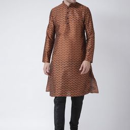 DEYANN Men Rust Brown & Black Printed Straight Kurta-picture-40