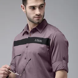 Roadster Men Purple Solid Pure Cotton Sustainable Casual Shirt-image-39