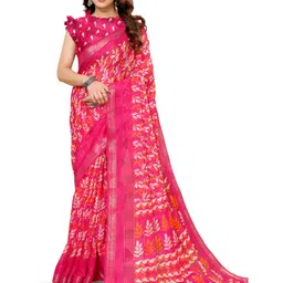 saretramall Floral Printed Zari Patola Saree-image-6