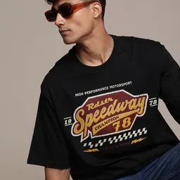The Roadster Lifestyle Co. Oversized Fit Printed Drop-Shoulder Sleeves Pure Cotton T-shirt-picture-26