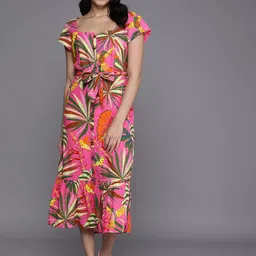 NEXT Floral Print Fit & Flare Midi Dress-picture-54