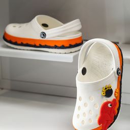 ABROS Unisex Kids Off White & Orange Rubber Clogs-picture-49