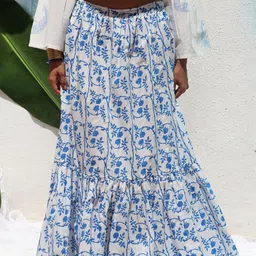 Chidiyaa Women Printed Cotton Maxi Flared Skirts-picture-21