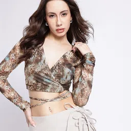 glitchez Chic Rebel Animal Skin Printed Mesh Wrap Crop Top-picture-40