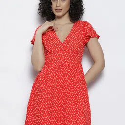 NA-KD Printed Flutter Sleeve Mini Fit & Flare Dress-picture-11