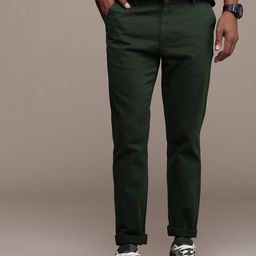 WROGN Men Solid Slim Fit Chinos Trousers-picture-36