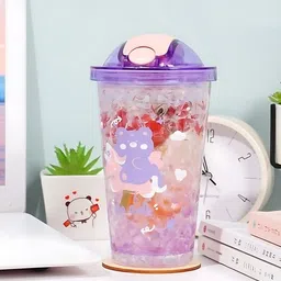 YK Purple Printed Sipper Water Bottle - 450 ml-image-1