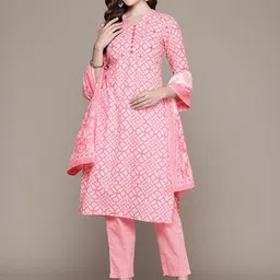 Readiprint Fashions Ethnic Motifs Printed Aari Work Pure Cotton Kurta Set image 1