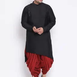 KISAH PLUS Men Black Solid Straight Kurta-picture-33