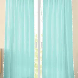 HOMEMONDE Teal & White 2-Pieces Sheer Door Curtains-picture-38
