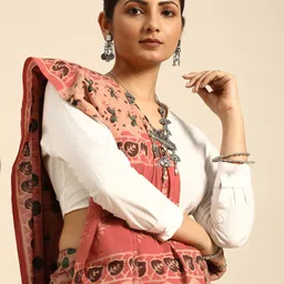 Taavi Ethnic Motifs Pure Cotton Block Print Saree-picture-15