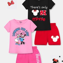 YK Disney Girls Pack Of 2 Printed T-shirt with Shorts-picture-21
